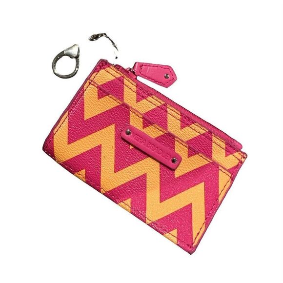 Vera Bradley Chevron Key Chain Wallet Small Pink Orange - Picture 1 of 7
